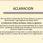 Comunicado en referencia al Torneo: Liga Regional de Boxeo 2024